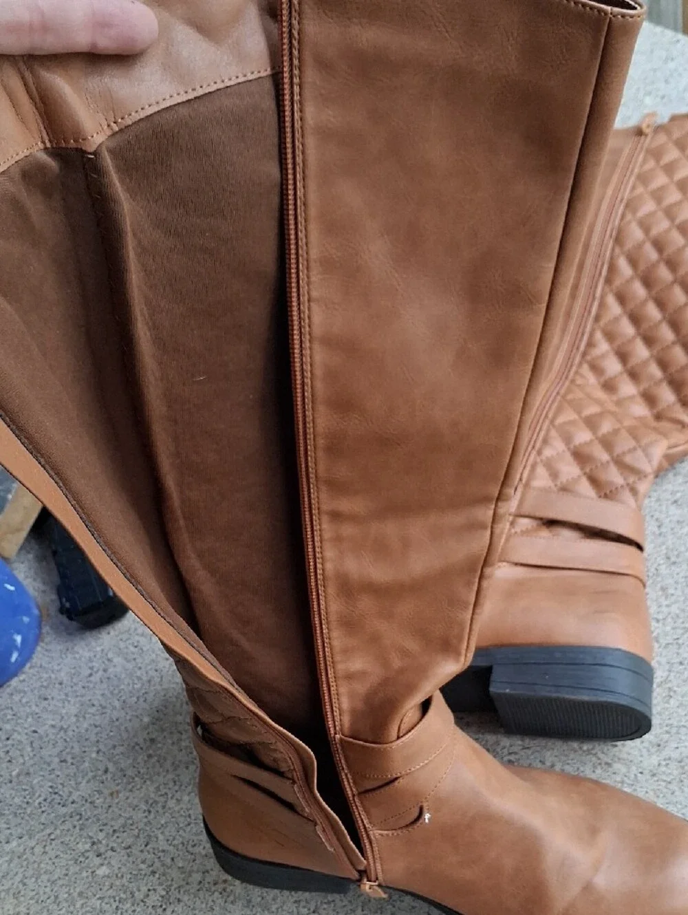 Classic Quilted Tall Riding Boots - Tan